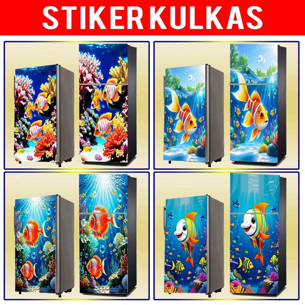 1-DOOR FRIDGE สติ๊กเกอร์, 2-DOOR FRIDGE, ปลา-MOTIF FRIDGE WALLPAPER