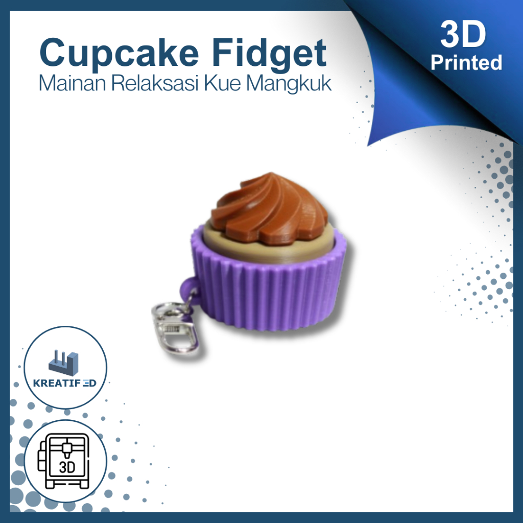 GANTUNGAN 3D พิมพ์ Cupcake Fidget พวงกุญแจของเล่นผ่อนคลาย | สวิตช์เชิงกล Fidget | พวงกุญแจ ASMR Fidg