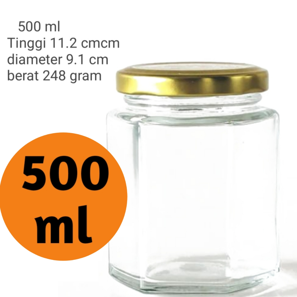 ขวดแก้ว Haxegonal 500ML ฝาทอง 500ml / ขวด HEXAGONAL HAZEGONAL