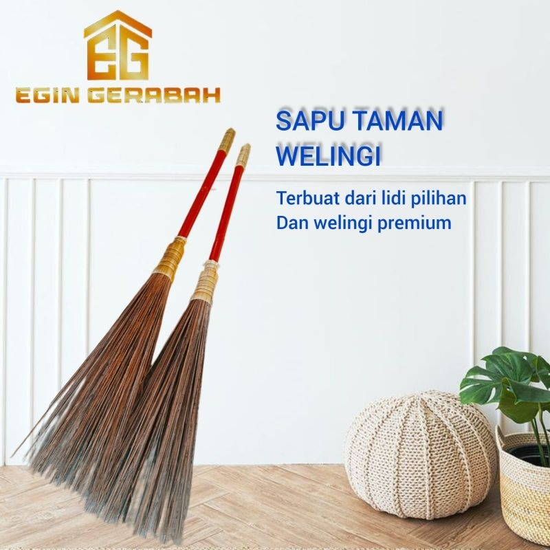 WELINGI GARDEN BROOM/STICK BROOM/PREMIUM COCONUT STICK BROOM