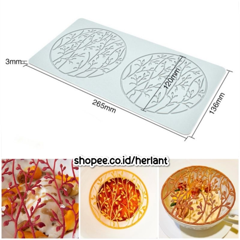 RB แม่พิมพ์ซิลิโคนใบสาขา Tuile แม่พิมพ์ Garnish ตกแต่งเค้กน้ําผึ้งช็อคโกแลต