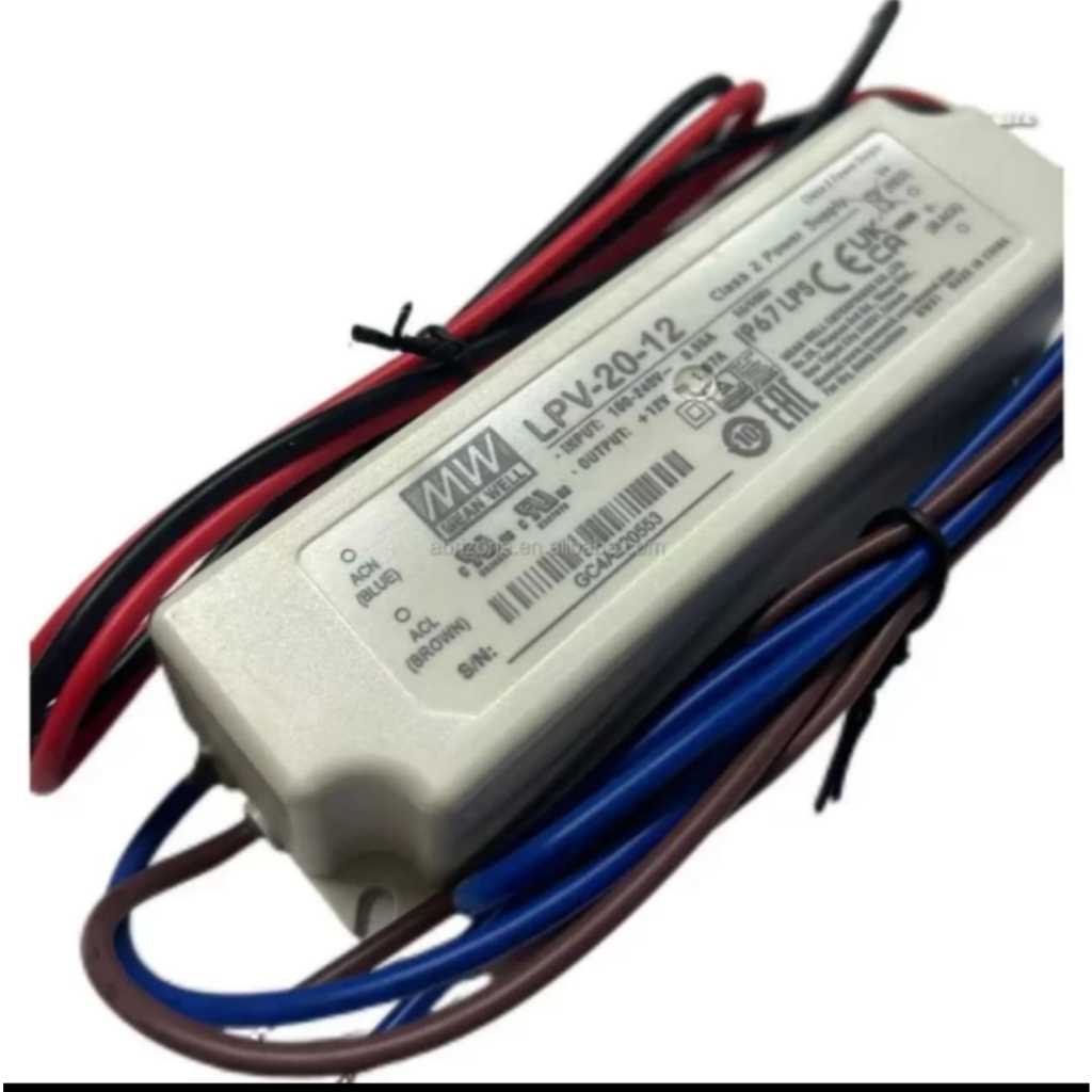 MeanWell Mean Well LPV 20-12 12V 12 โวลต์ 20W 20 วัตต์ 1.67Ah 1.67 Ampere Led Driver แหล่งจ่ายไฟ
