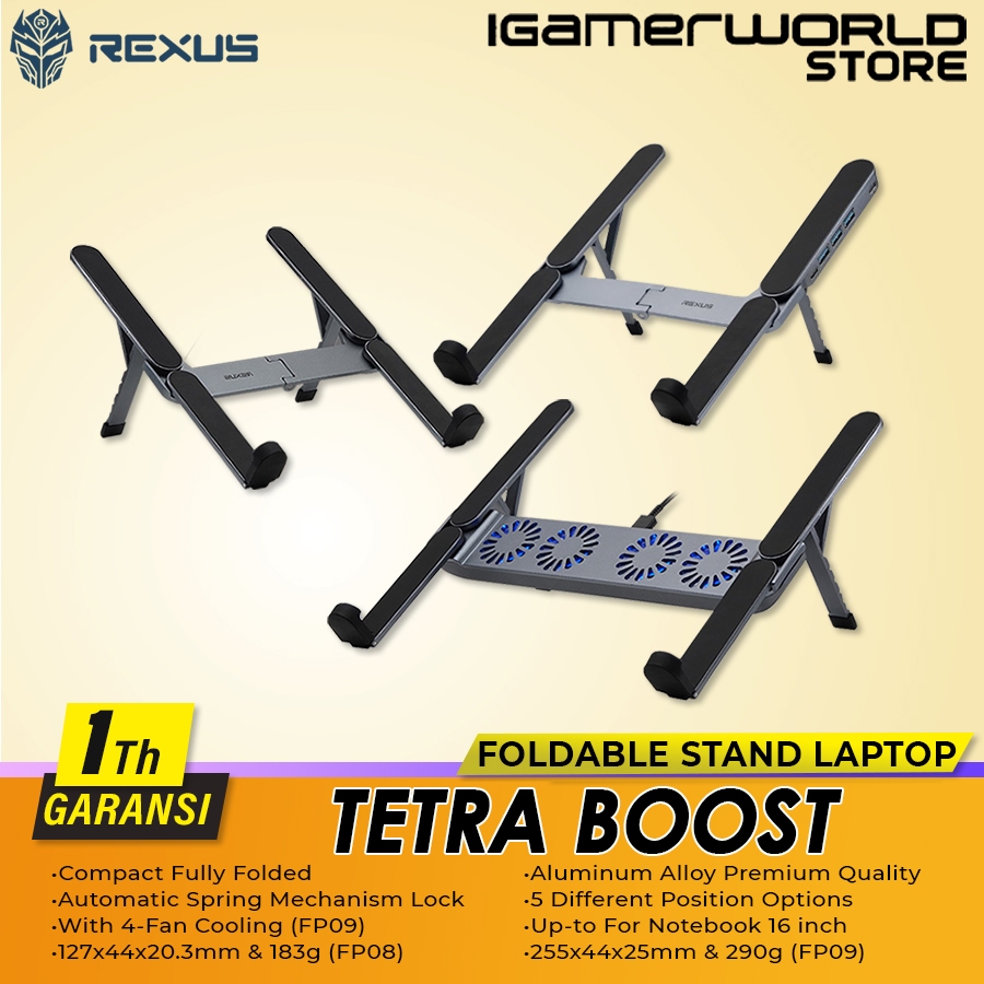 Rexus Tetra Boost FP08 FP09 FP10 Alloy Laptop Stand Cooling Pad