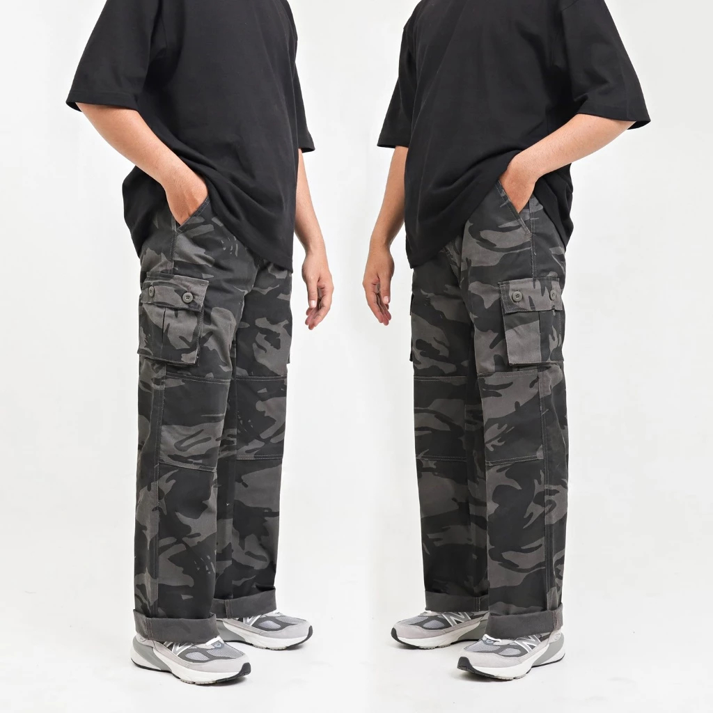 ผู้ชาย Camo Cargo Pants Baggy Pants Baggy Regular Fit วัสดุไม่ยืด