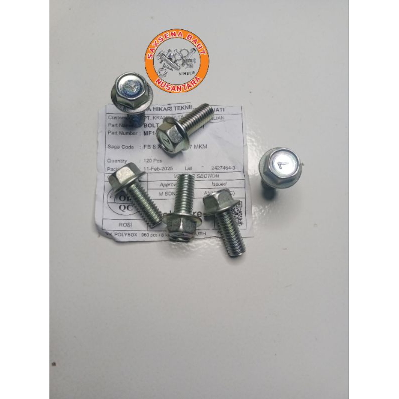 สลักเกลียวกุญแจ FB 12 ตัว เกลียวพิทช์ m8x20 1.25