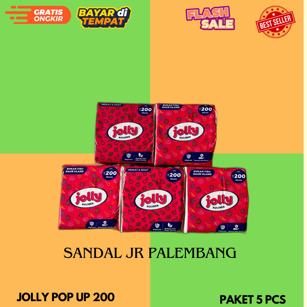 (5 PACK) ทิชชู่ Jolly Pop Up 200 แผ่น