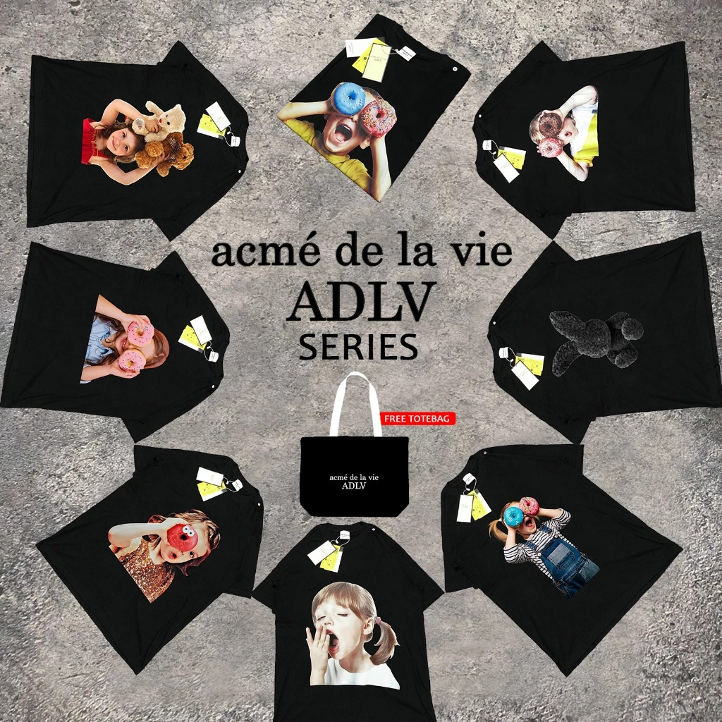 TSHIRT A_D_LV BABY FACE FREE TOTEBAG / BLACK & WHITE TEE / 1:1 MIRROR T-SHIRT