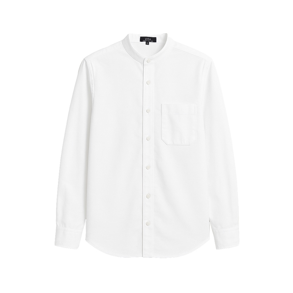 KEMEJA ERBIL - เสื้อเชิ้ตแขนยาวผู้ชาย สีขาวหักธรรมดา วัสดุ Oxford หวีระดับพรีเมียม