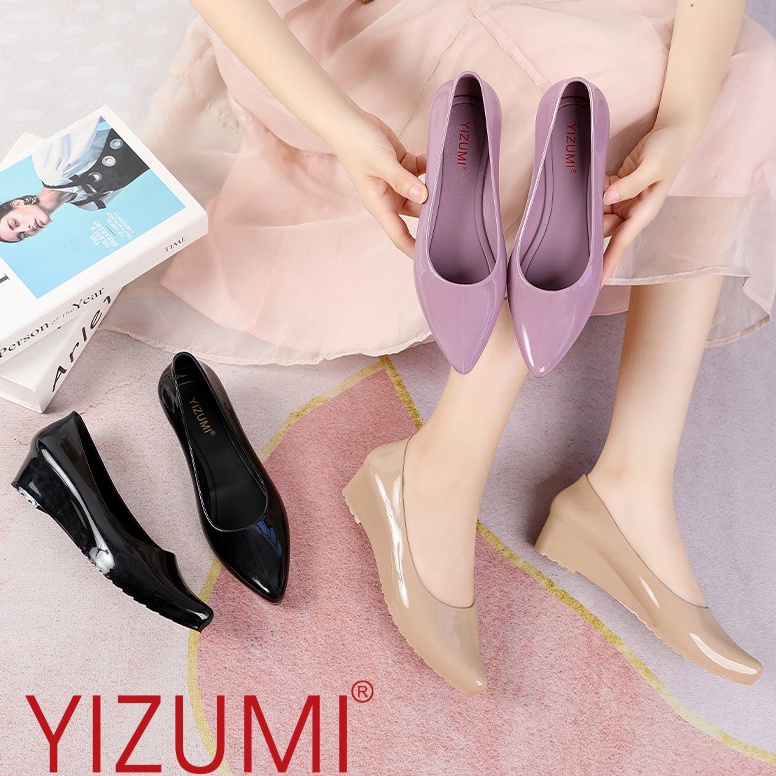 55LARIS SWEET รองเท้าเจลลี่ผู้หญิง Wedges รองเท้าทํางานผู้หญิง Yizumi l L55