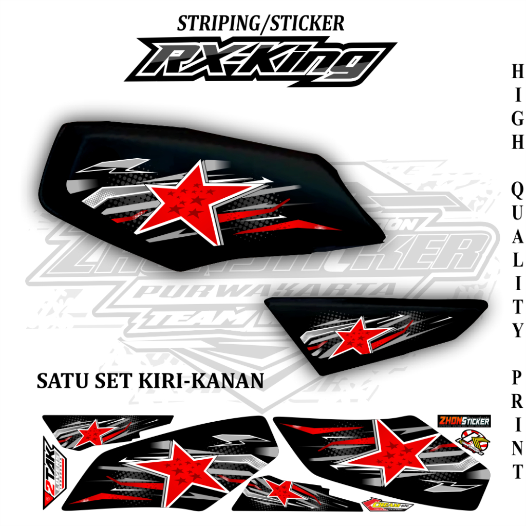 Yamaha Rx-King Variation Striping Star Motif Polet Lis สติกเกอร์ไวนิลสําหรับ Rx King Body ทั้งหมด
