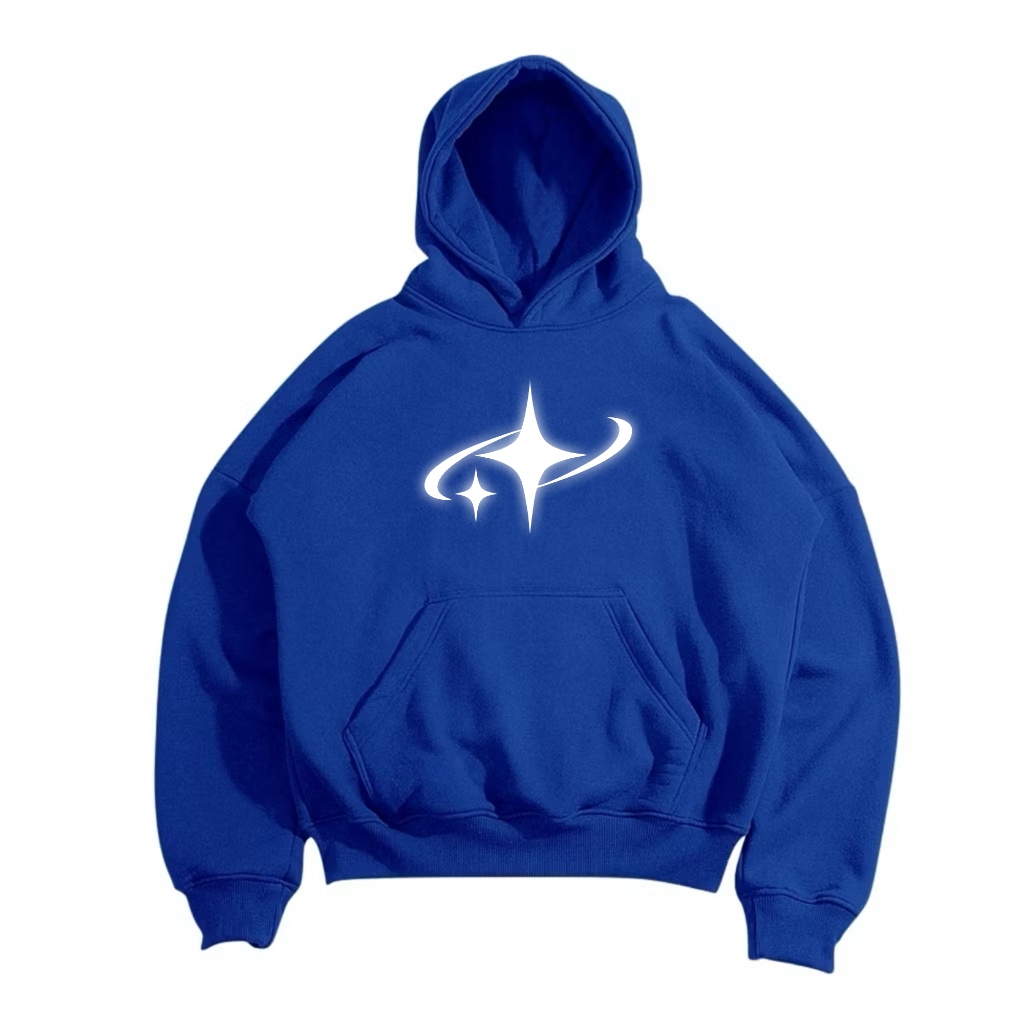 Gadabang Hoodie Boxy Star Boy Oversize สะท้อนแสง Star Blue Screen Printing