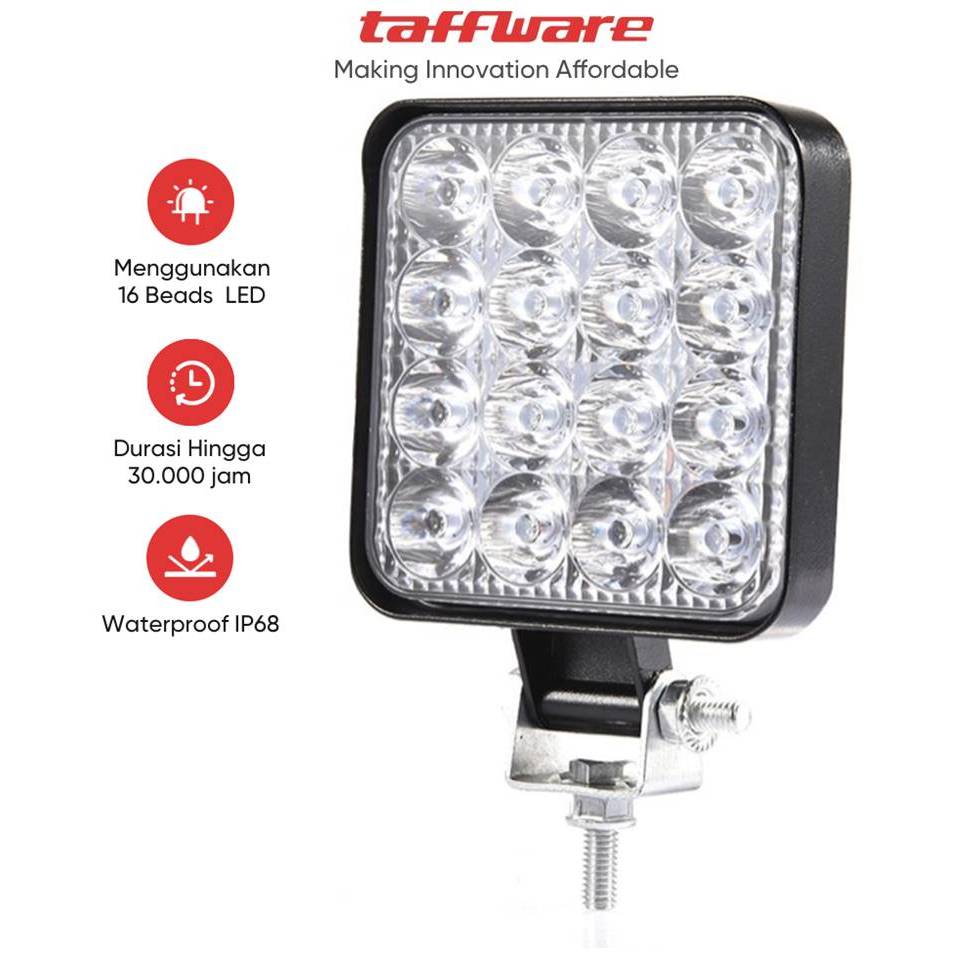 TaffiLED สปอตไลท์รถยนต์ LED Floodlight สีขาวนวล IP68 48W - D841