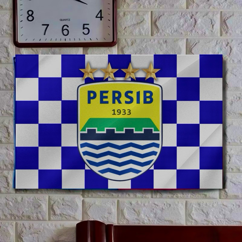 PERSIB BANDUNG FLAG 4 STARS/CUSTOM FLAG PRINTING/FLAG PRINTING