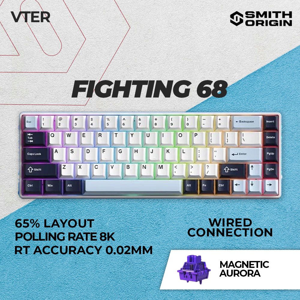 VTER Fighting68 HE Series 68 คีย์คีย์บอร์ดเกมแบบมีสายพร้อมสวิตช์เอฟเฟกต์ห้องโถง