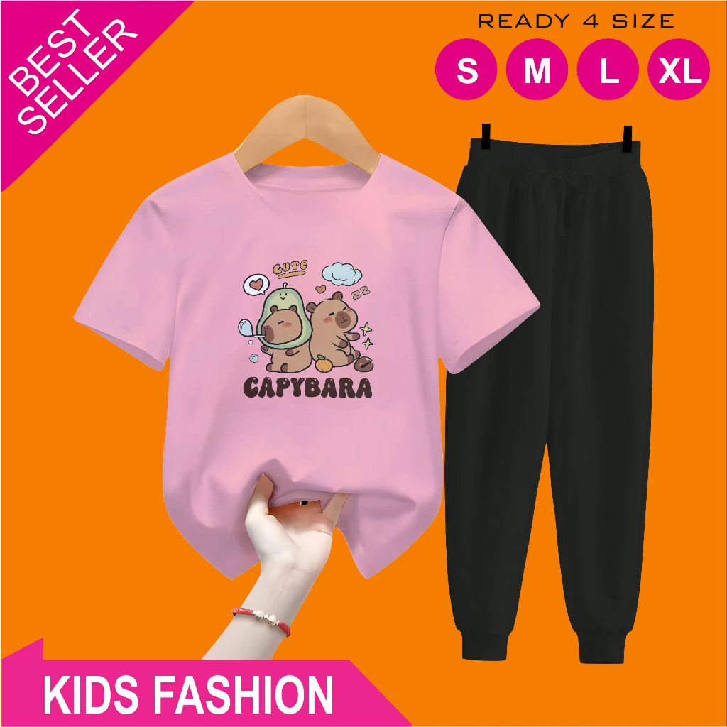 กางเกงจ็อกเกอร์เด็ก Set 5-15 Years Old Capybara Motif