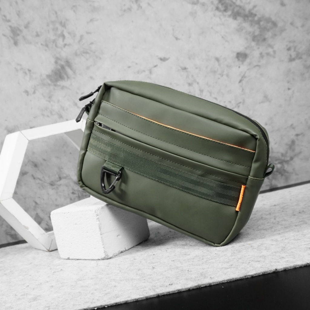 HIJAU Rubyshop.id - Army Green Mens Sling Bag - กระเป๋าสะพายข้าง 3-in-1 กันน้ํา