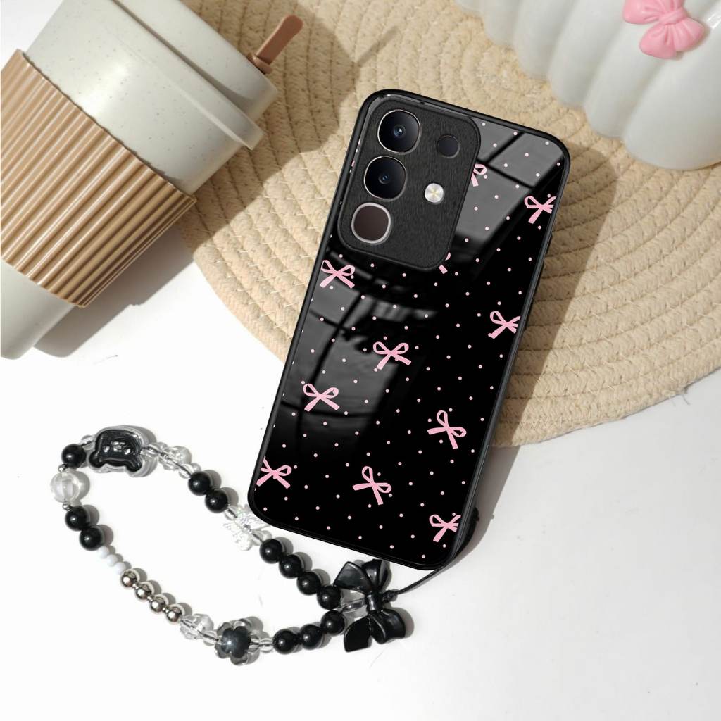 GANTUNGAN Softcase Glossy Glass + Strap Case Vivo Y29 4G/5G ล่าสุด 2025 [SCK17] Vivo Y29 4G/5G Case 