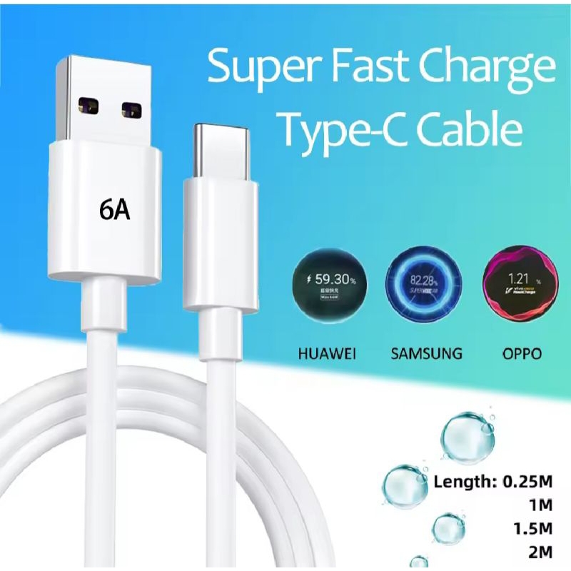 Type C Fast Charging Data Cable สายชาร์จ Type C 6A สากล