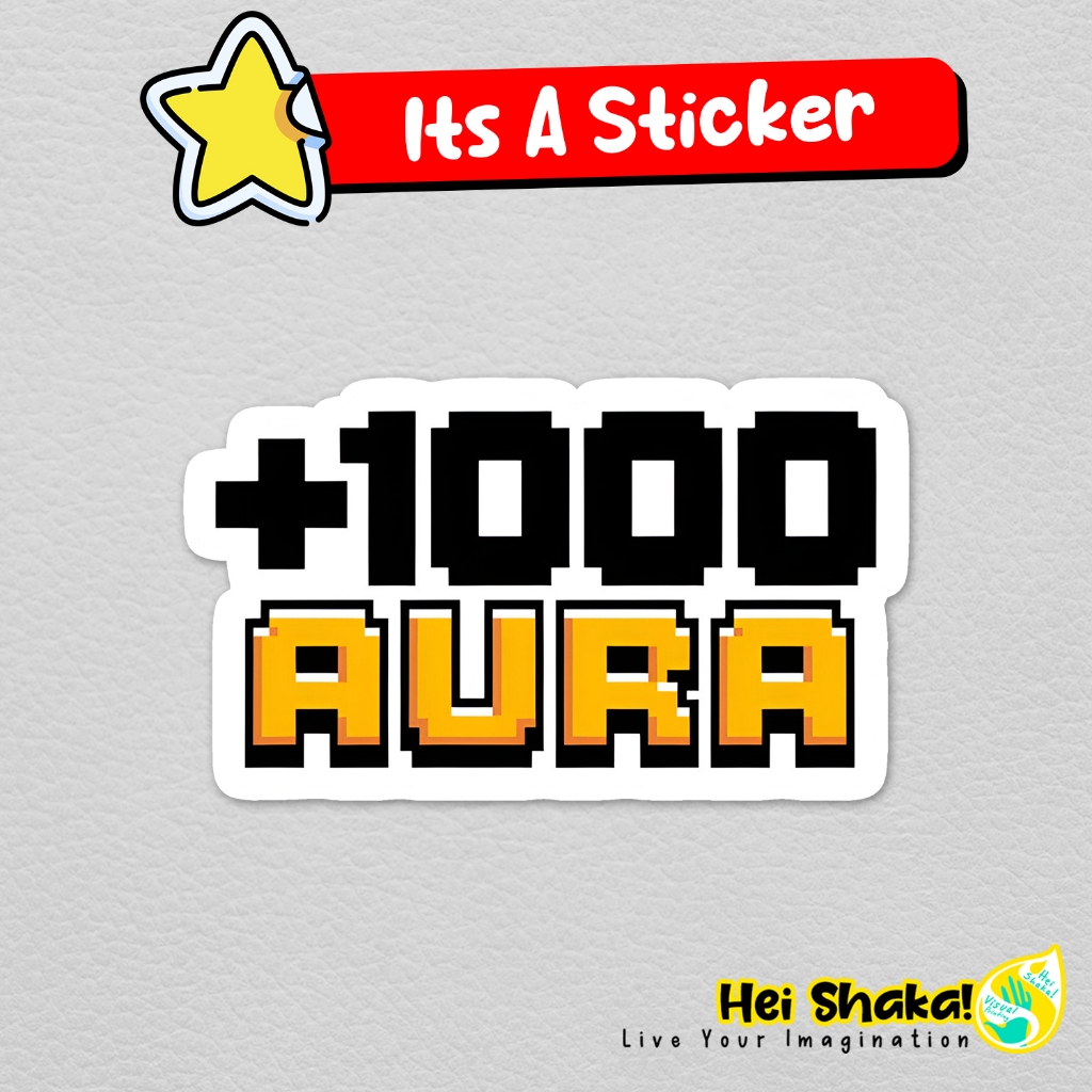 Plus 1000 Aura Stickers สติ๊กเกอร์ไวนิลกันน้ํา Meme