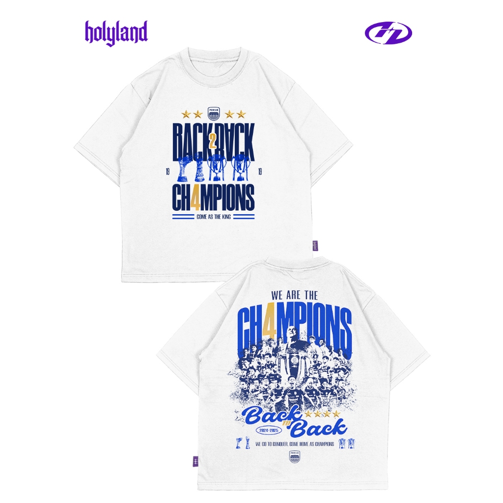 HOLYLAND Oversize ธรรมดาสีดําและสีขาวเสื้อยืด Distro ผู้ชายและผู้หญิงผ้าฝ้าย Combed 24S PERSIB BIG D