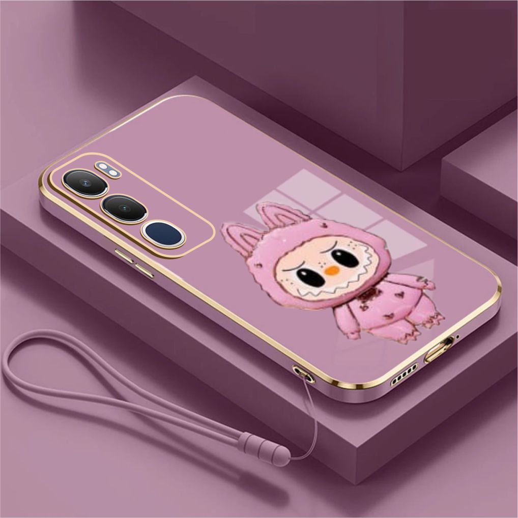 Vivo Y19s Y19s GT Y04s Y04 Y17s Y21d Y21s Y21e Y21t Y33t Y33s Labubu กระจกขาตั้งซิลิโคนพรีเมี่ยมฟรี 