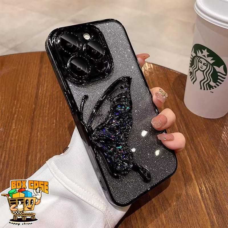 MN272 หรูหรา Quicksand Glitter ผีเสื้อสําหรับ Iphone 11 12 13 14 15 16 17 Pro Promax Shinny Bling ชุ