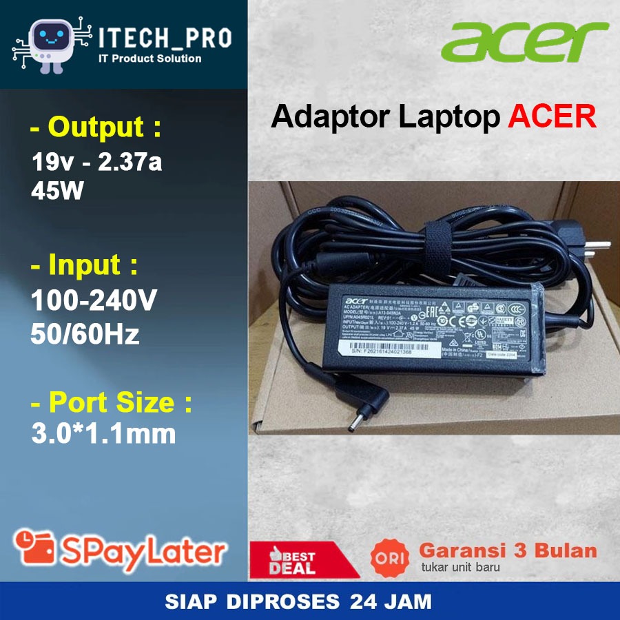 Original Acer TravelMate P214-51 P214-51G P214-52 P214-53 45W อะแดปเตอร์ชาร์จใหม่