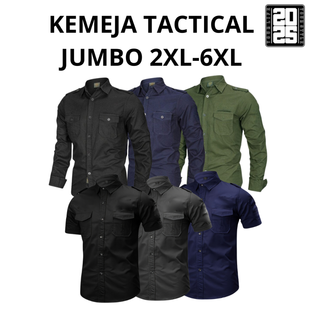 เสื้อยุทธวิธีจัมโบ้ 6XL 5XL 4XL 3XL 2XL เสื้อเชิ้ตผู้ชาย