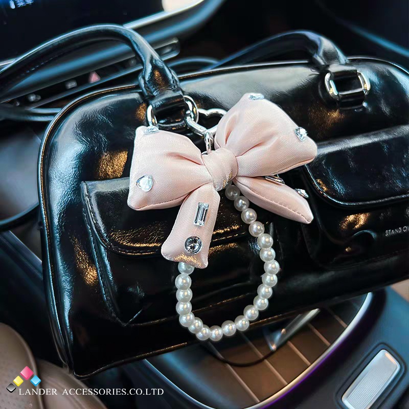 GANTUNGAN HP Pearl Ribbon Keychain / Exclusive Ribbon Keychain Bag Charm Aesthetic Mobile Phone Bag 