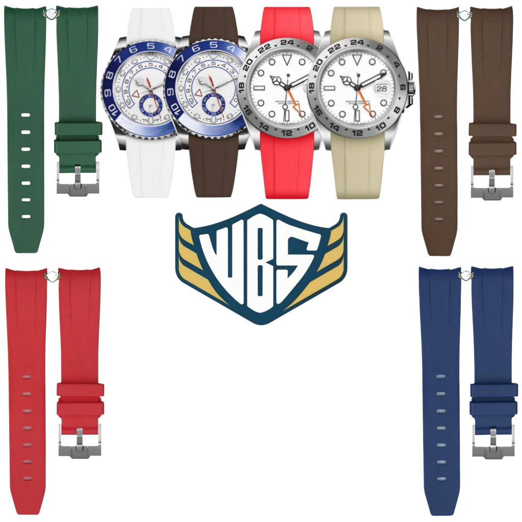 สายนาฬิกาขนาด 21 มม. ยาง Curve End รองรับ Yacht-Master II Explorer II 8066.21