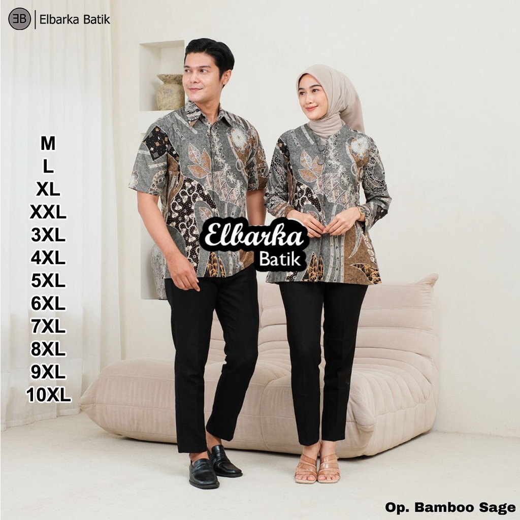 KATUN KEMEJA BATIK ELBARKA Couple Jumbo Mens and Womens Batik Tops - Long & Short Sleeve Shirts - Si