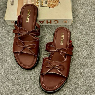 LANOES Sandal Wanita Platform Terbaru Sendal wanita Selop Pita Tali Empuk Viral Kekinian 2025
