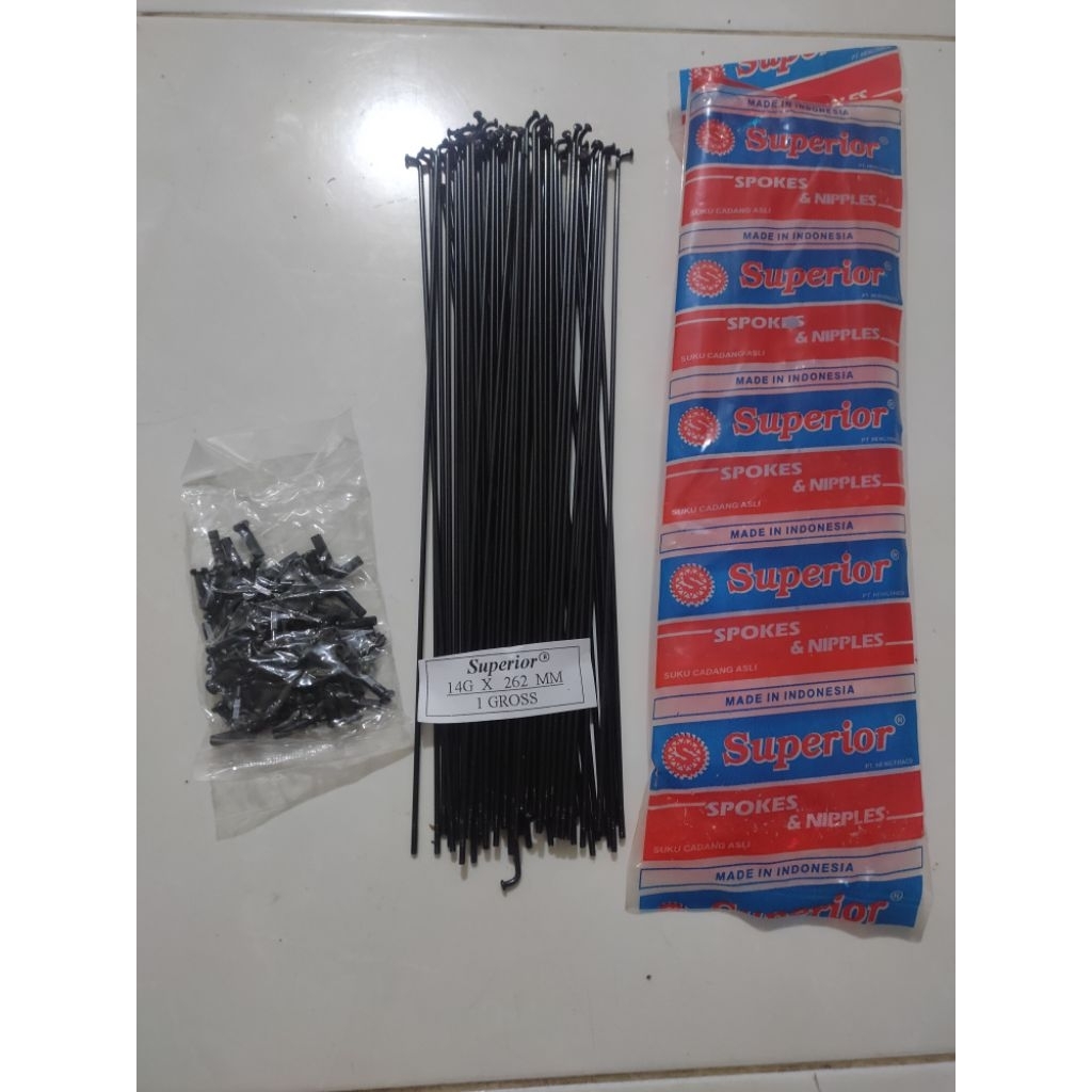 HITAM ซี่ลวดจักรยาน 26 ยาว 262mm SUPERIOR สแตนเลส สีดํา