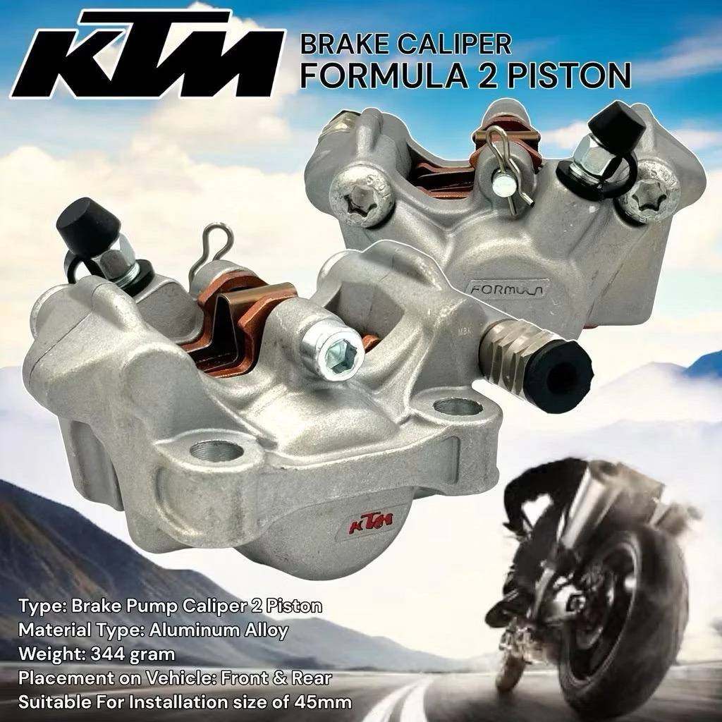KTM Xeon Husqvarna 2 Piston Caliper KTM Formula 2 ลูกสูบ Caliper ใช้สําหรับซ้ายขวาด้านหน้าด้านหลัง Universal Ninja Gsx Rx King Vixion MegaPro Mx King Jupiter Z Mx Vario Beat Scoopy Mio Fino Nmax Aerox Etc.