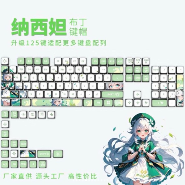 Keycaps MDA Profile PBT Double Shot โปร่งใสด้านข้าง Nahida Genshin Impact
