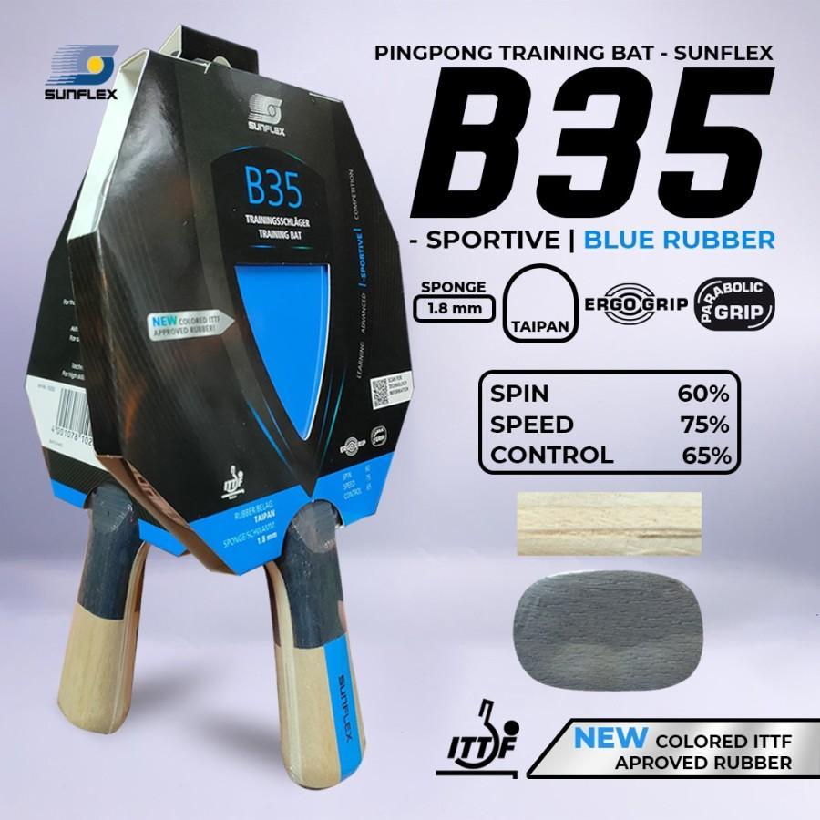 ไม้ปิงปอง Sunflex B35 Blue Black Rubber Sportive Bet