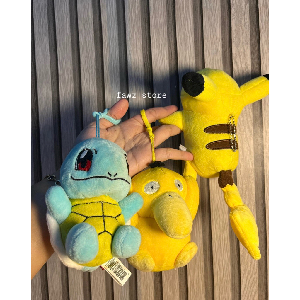 GUNGAN POKEMON สกุชชี่และพวงกุญแจตุ๊กตา nintendo ดั้งเดิมของ psyduck/กระเป๋า