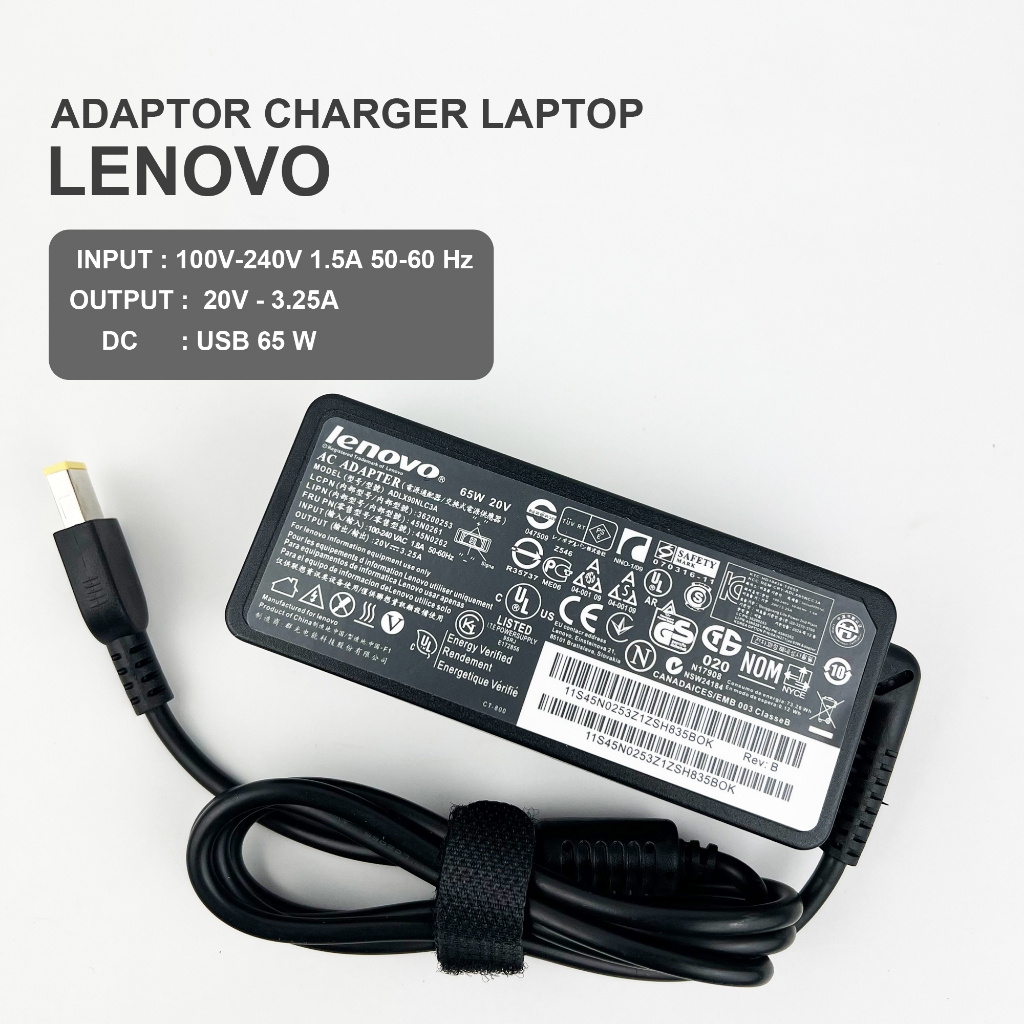 L3n0vo ThinkPd 20V- 3.25A 65W ที่ชาร์จแล็ปท็อป (พิน USB)
