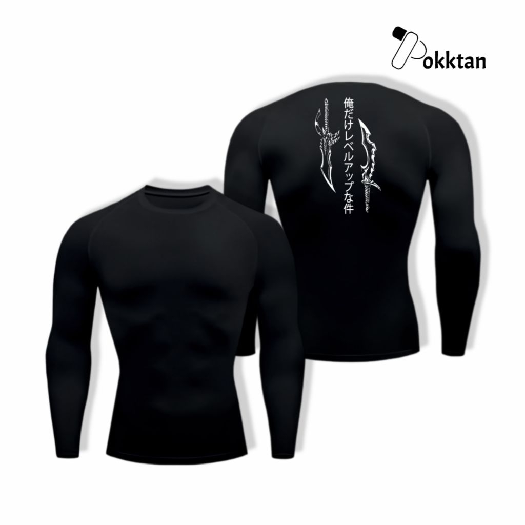 เสื้อบีบอัดแขนยาว Solo Leveling Sung Jinwoo กริช/แขนยาวการบีบอัดเสื้อกีฬา Solo Leveling Sung jinwoo 
