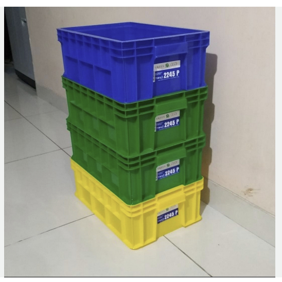 42x28x16 กล่องคอนเทนเนอร์สีเขียว Leaf 2245 P พลาสติกคอนเทนเนอร์ Tiered Rack Square Fish Pond กล่องเก