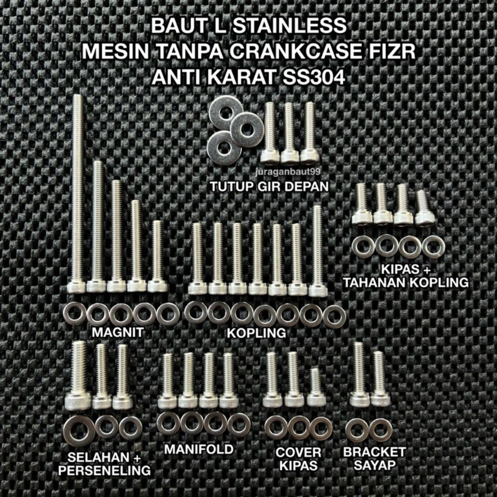 MESIN Stainless Steel L Bolt Anti-Rust Engine Block F1ZR THE A2-70 304