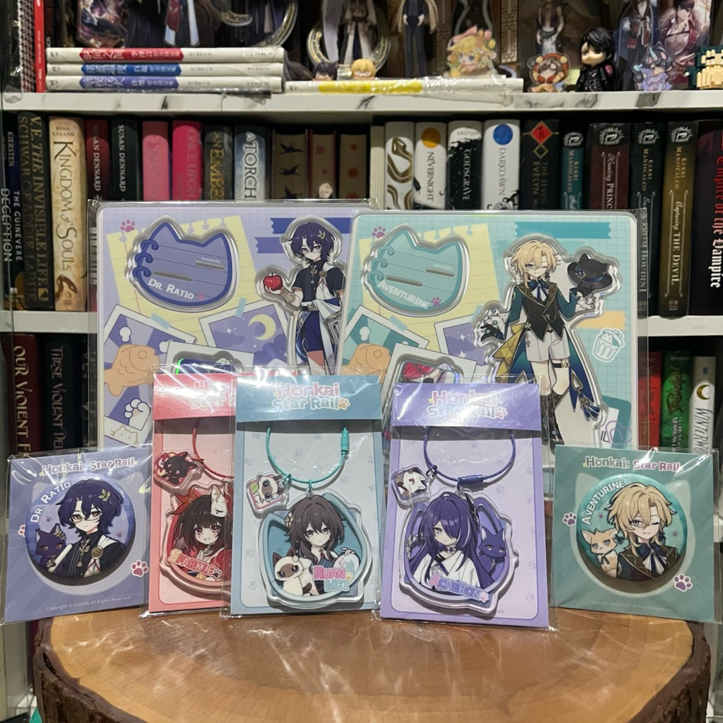 อย่างเป็นทางการ Honkai Star Rail HSR Cat Good Series Standee พวงกุญแจป้าย Ratio Verity Aventurine Ru