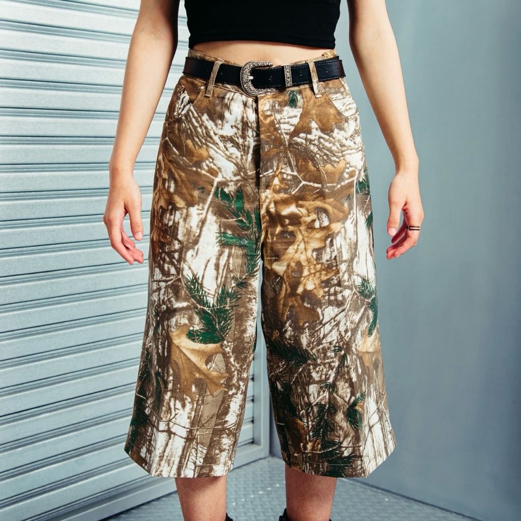 [ SFORS ] Jorts Baggy Short Camo Real Tree Pants Unisex - กางเกงขาสั้น Jorts Baggy Camo Motif Real T