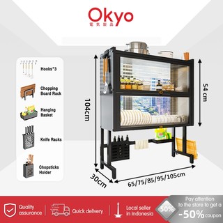2 Susun Rak Piring Wastafel Dengan Kabinet Rak Wastafel Cuci Piring Rak Piring Stainless Steel Rak Dapur Multifungsi Dengan Aksesoris