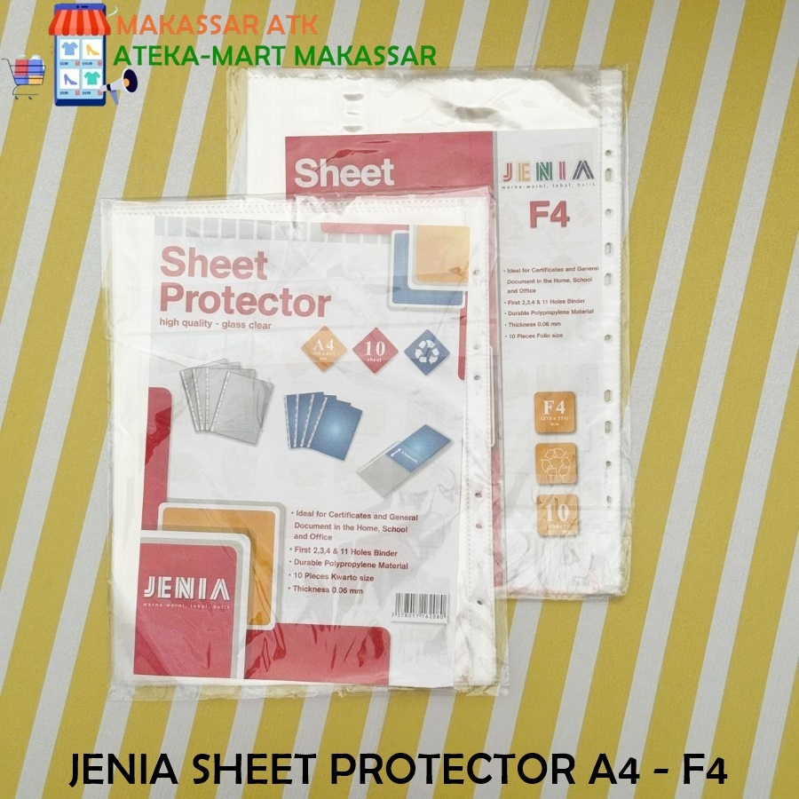 [1 PACK/ 10 LBR] JENIA SHEET PROTECTOR A4 - F4 DOCUMENT BAG