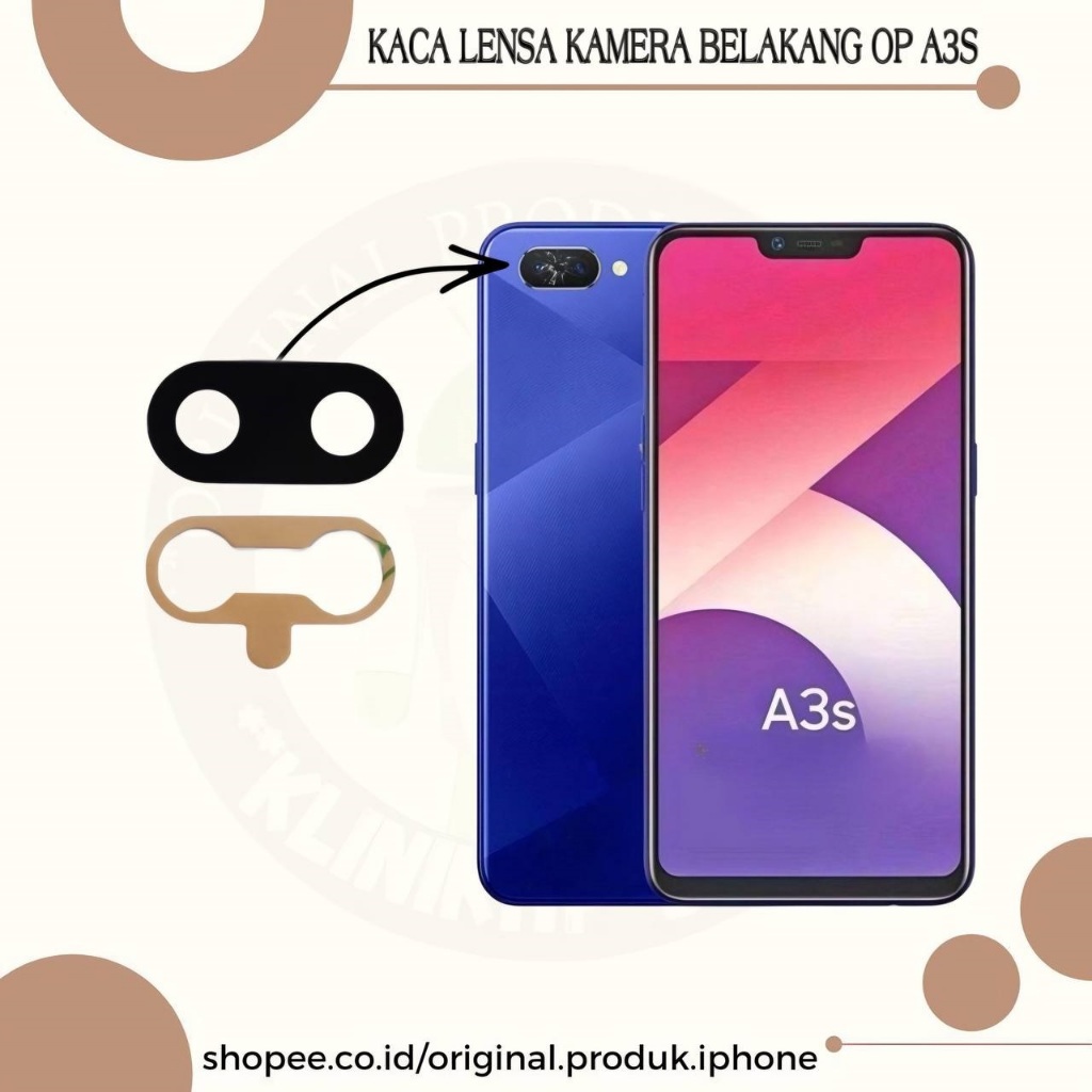 OP A3S REAR CAMERA LENS GLASS FREE ORIGINAL GLUE