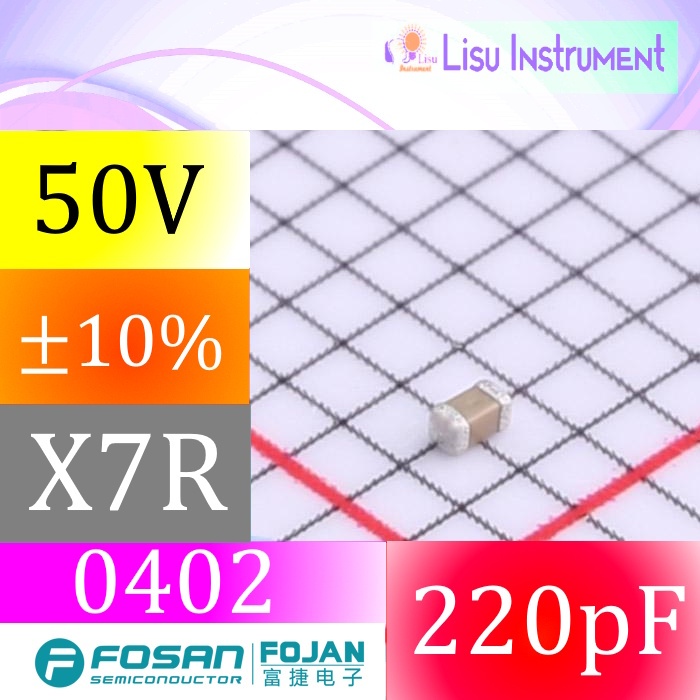 220pF 50V X7R ±10% 0402 SMD MLCC ตัวเก็บประจุ FOJAN FCC0402B333K160AT