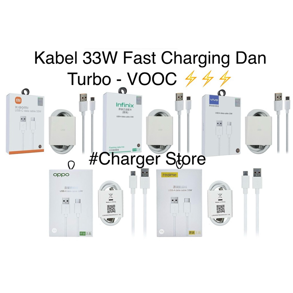 33W Fast Charging VOOC Turbo Micro USB Data Cable - Type C 33Watt Fast Full Charging Data Cable