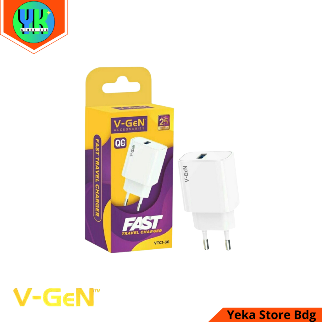 BATOK VGEN VTC1-36 18W Fast Charging Charger Adapter V-Gen VTC1 36 Travel Charger QC3.0 18W Vgen ดั้