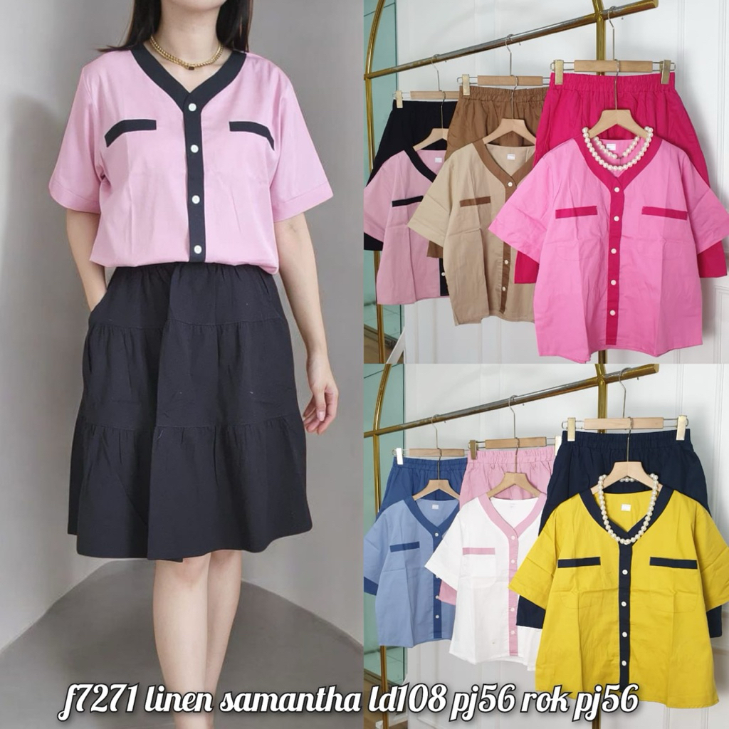 ชุดกระโปรงผู้หญิง / ชุด แอล108 เนื้อผ้าลินิน ฉ7271